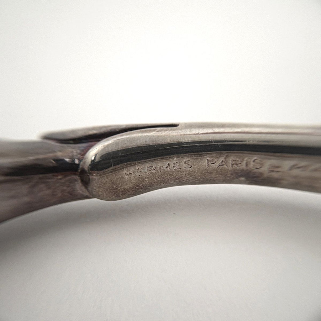Hermes Chevalhos Bangle Horse Motif Bracelet Metal Silver — view 7