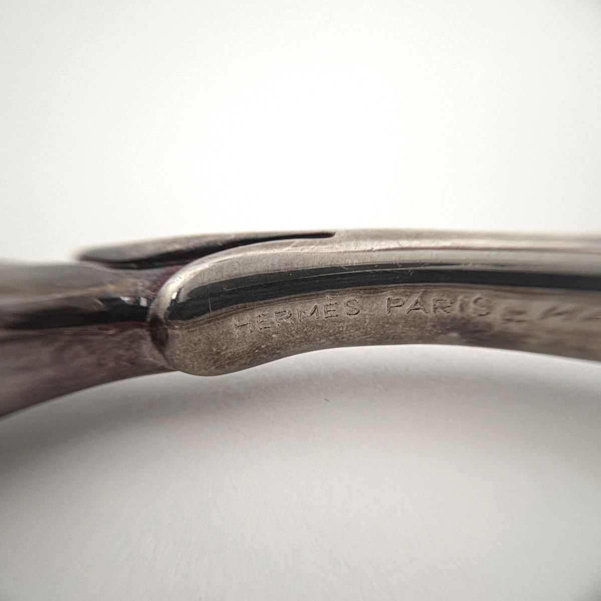 Hermes Chevalhos Bangle Horse Motif Bracelet Metal Silver — view 7