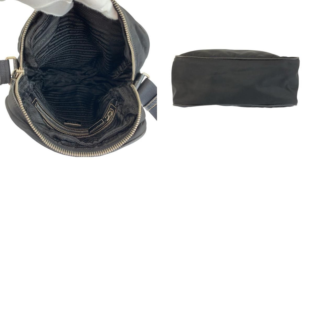 Prada Tessuto Black Nylon Leather Shoulder Bag — view 9