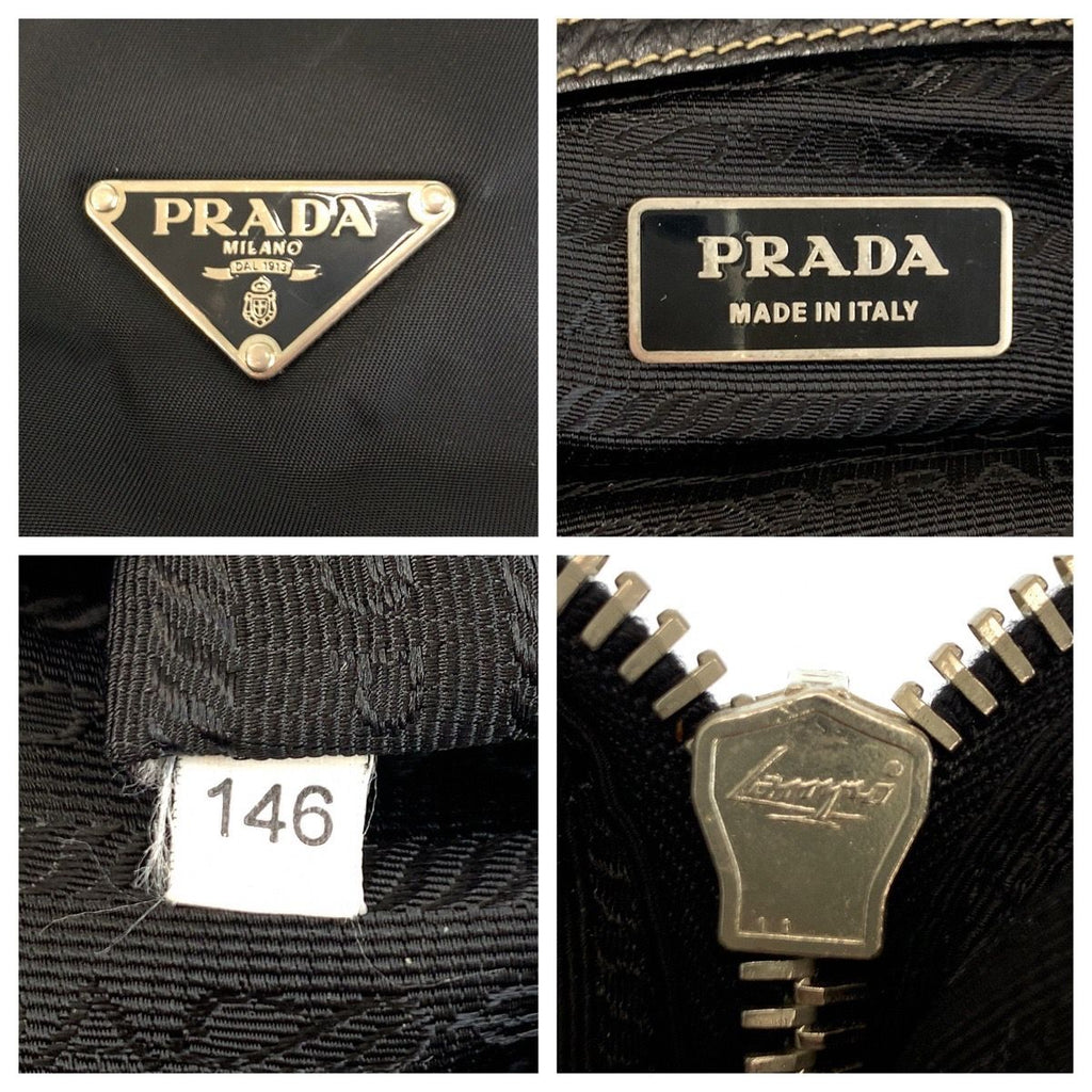 Prada Tessuto Black Nylon Leather Shoulder Bag — view 4