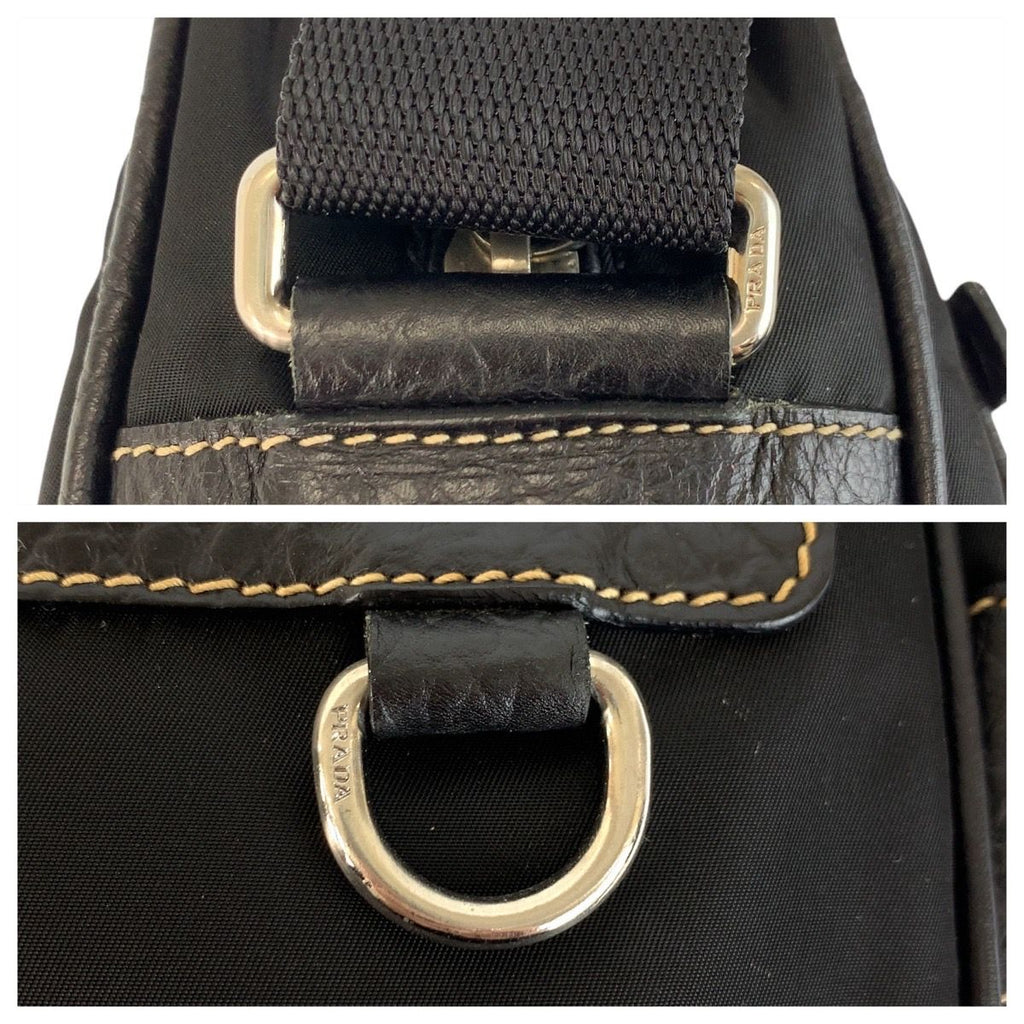 Prada Tessuto Black Nylon Leather Shoulder Bag — view 5