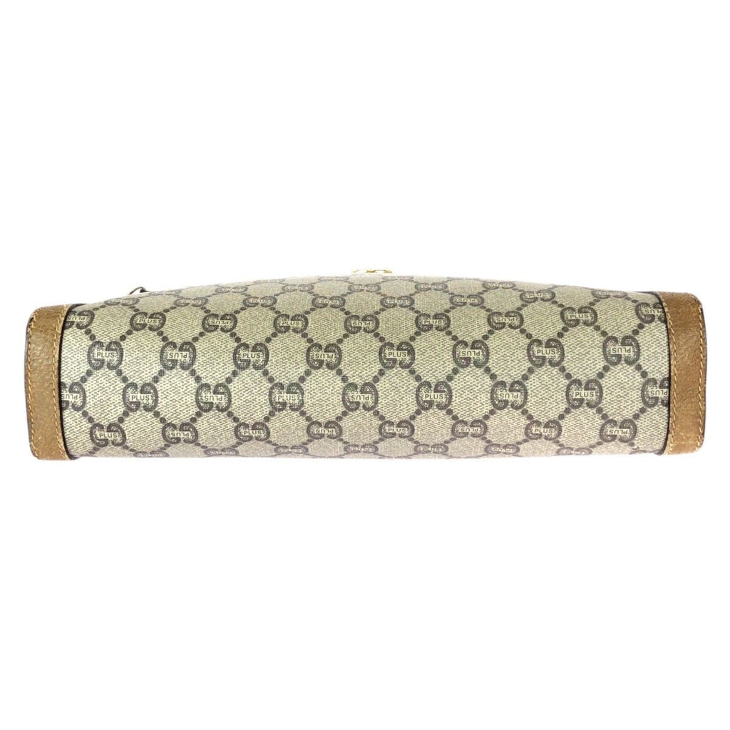 Gucci Vintage Plus Beige Brown Gold GG Supreme Canvas Clutch — view 9