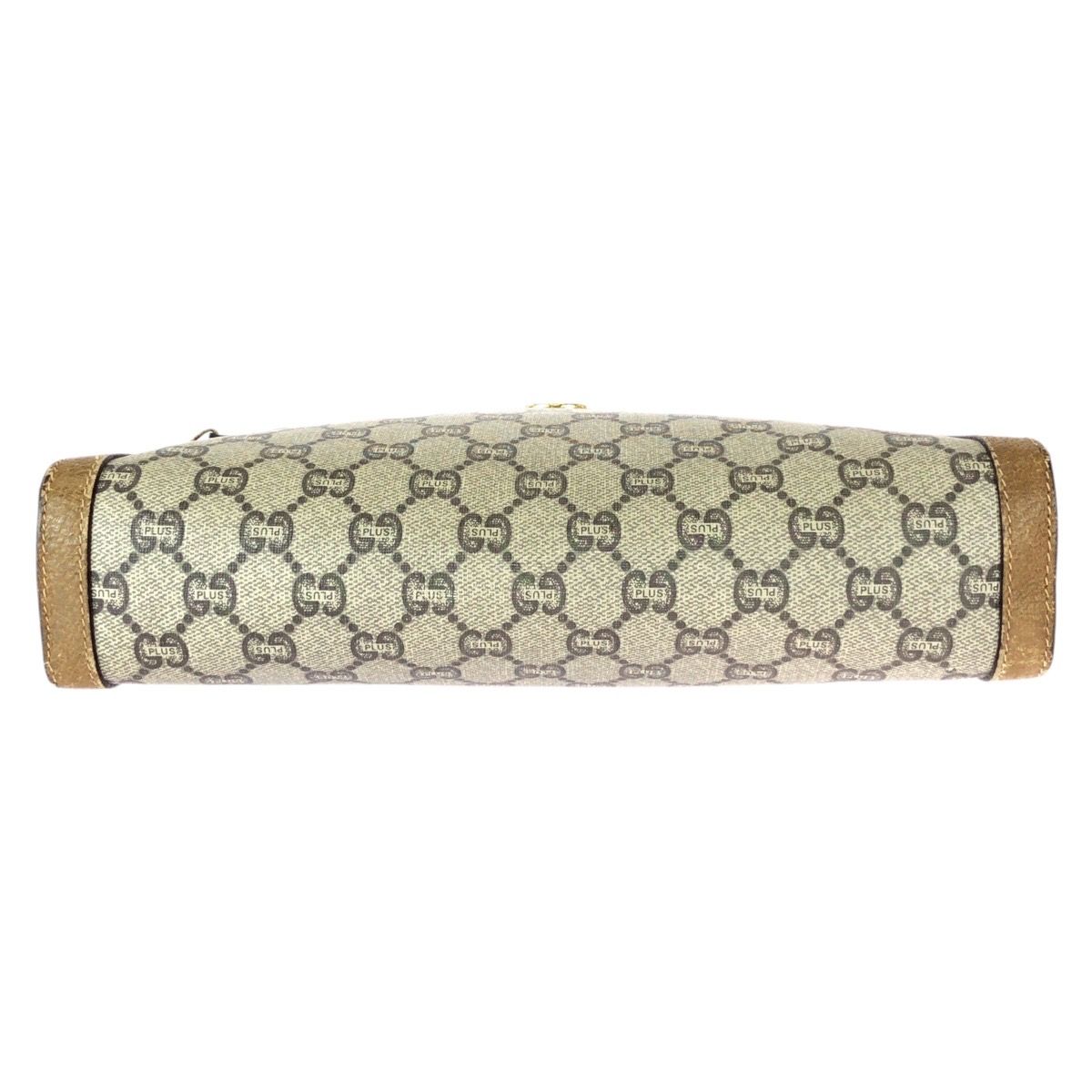 Gucci Vintage Plus Beige Brown Gold GG Supreme Canvas Clutch — view 9