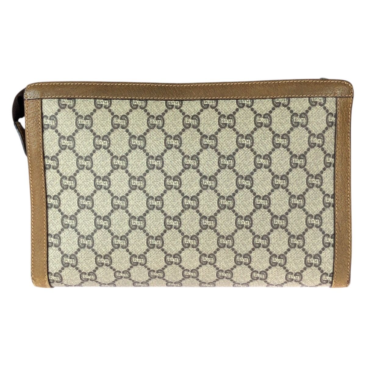 Gucci Vintage Plus Beige Brown Gold GG Supreme Canvas Clutch — view 2