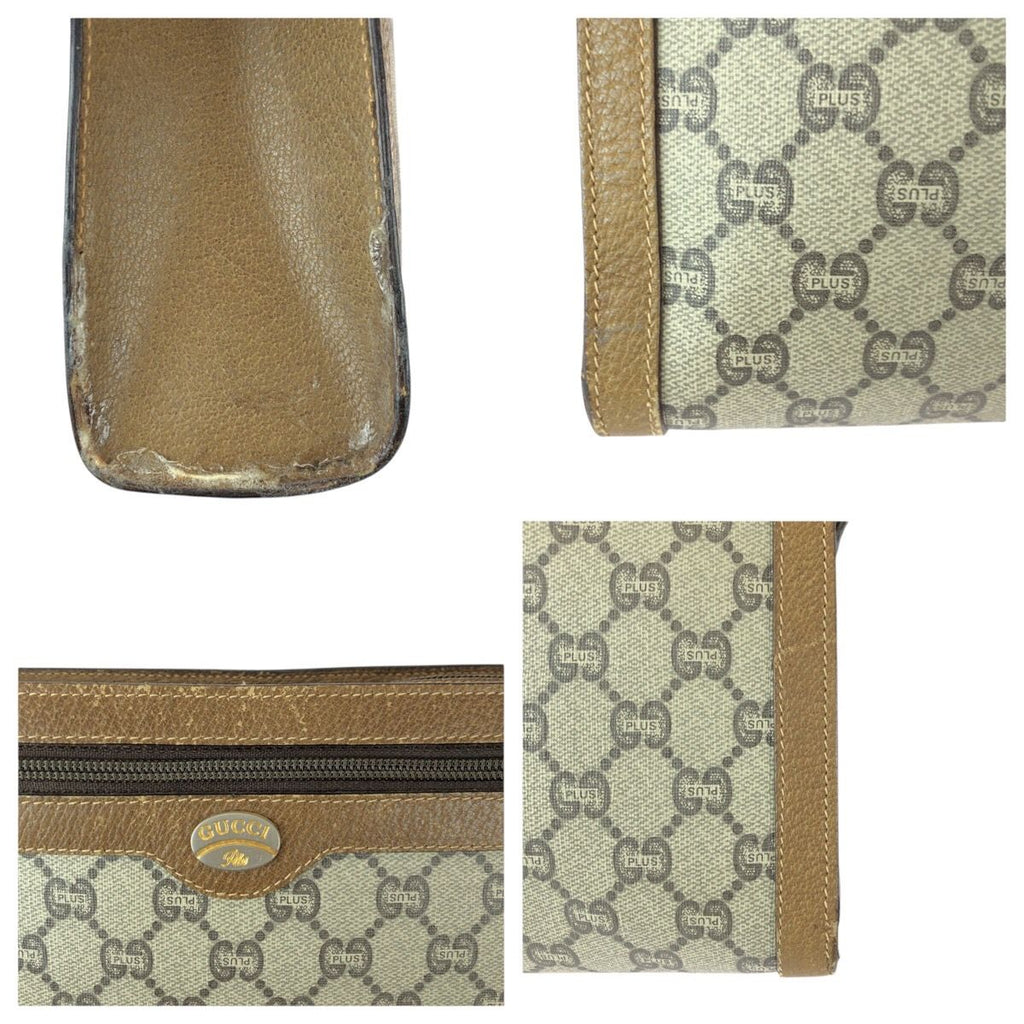 Gucci Vintage Plus Beige Brown Gold GG Supreme Canvas Clutch — view 5