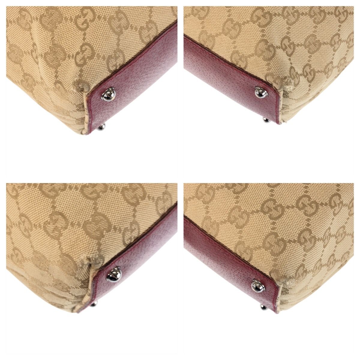 Gucci Beige Red Silver GG Canvas Tote Shoulder Bag — view 3