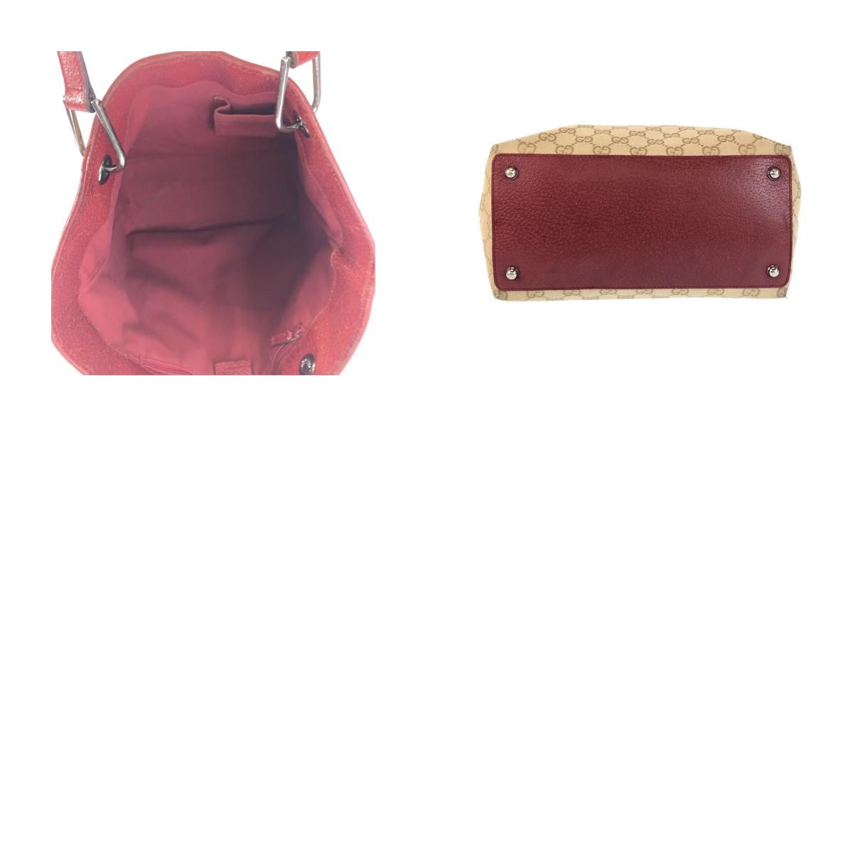 Gucci Beige Red Silver GG Canvas Tote Shoulder Bag — view 9