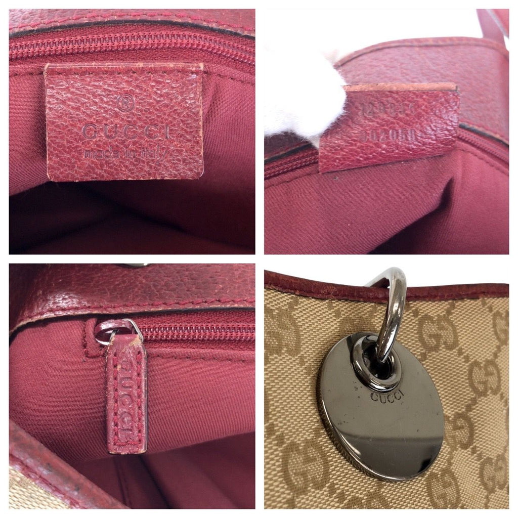 Gucci Beige Red Silver GG Canvas Tote Shoulder Bag — view 6