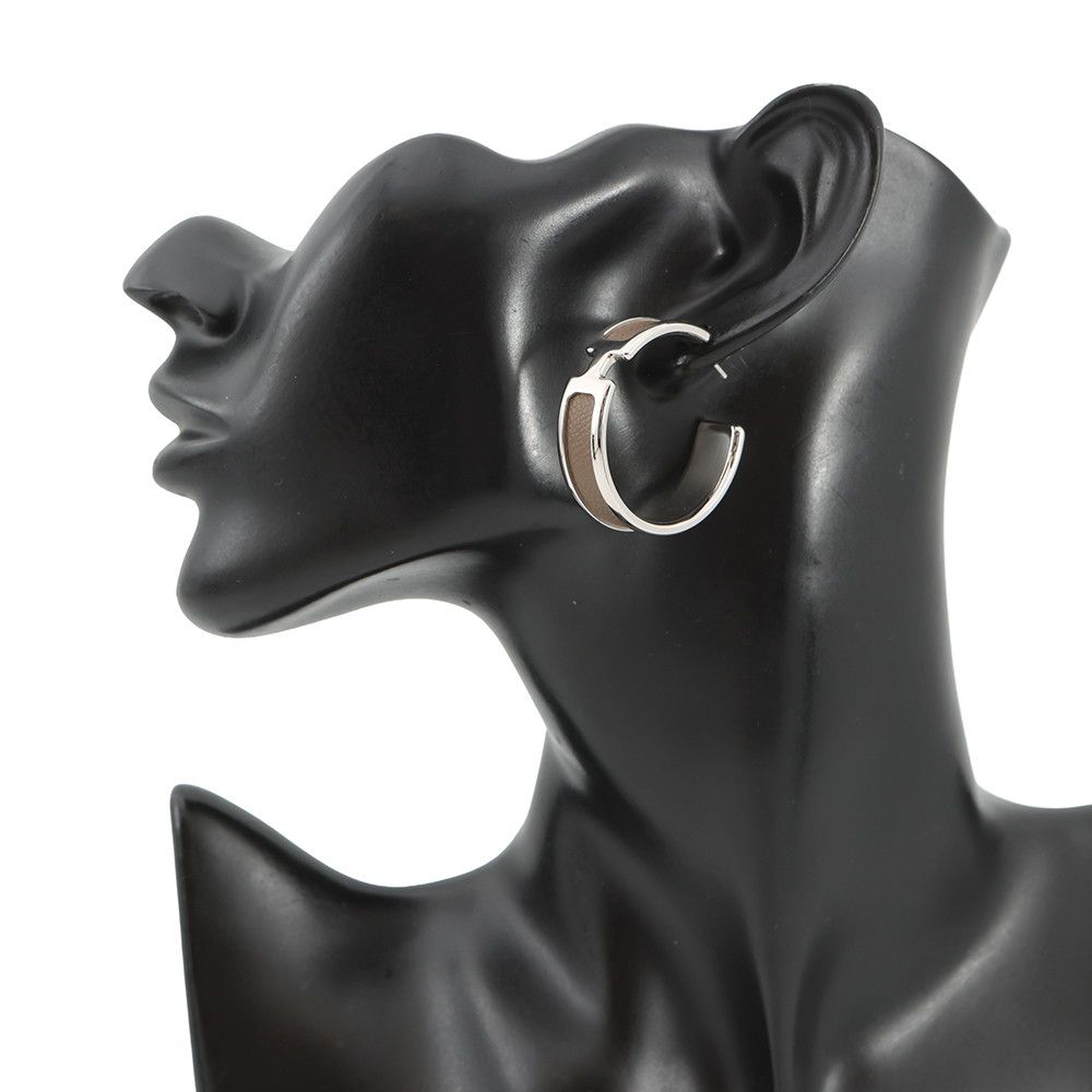 Hermes Earrings Olympe Etoupe Silver Epsom — view 4