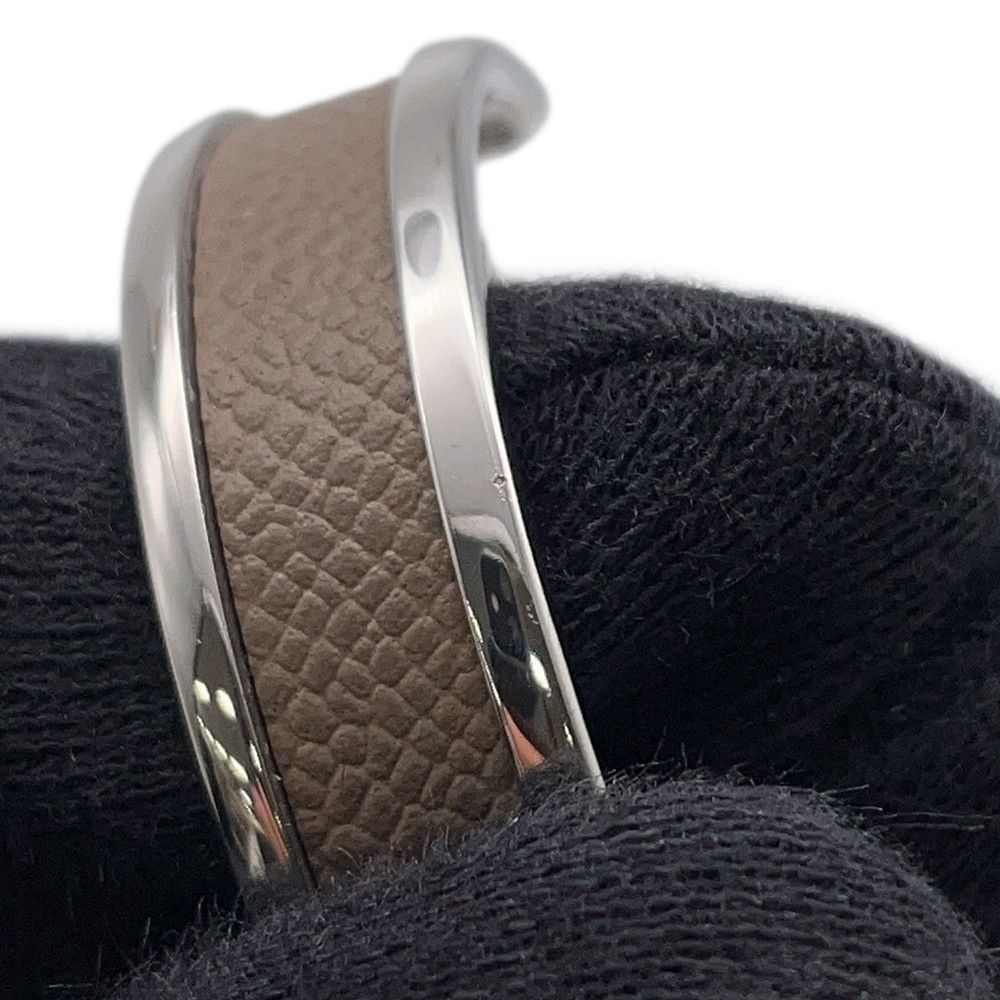 Hermes Earrings Olympe Etoupe Silver Epsom — view 5
