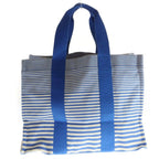 Hermes Bayadere Canvas Striped Pattern Pouch Tote Blue — view 2