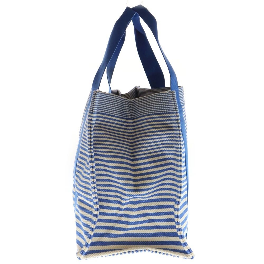 Hermes Bayadere Canvas Striped Pattern Pouch Tote Blue — view 3