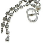 Dior CD Logo Rhinestone Pearl Chien Delia Earrings Silver — view 5