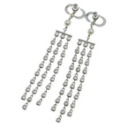 Dior CD Logo Rhinestone Pearl Chien Delia Earrings Silver — view 2