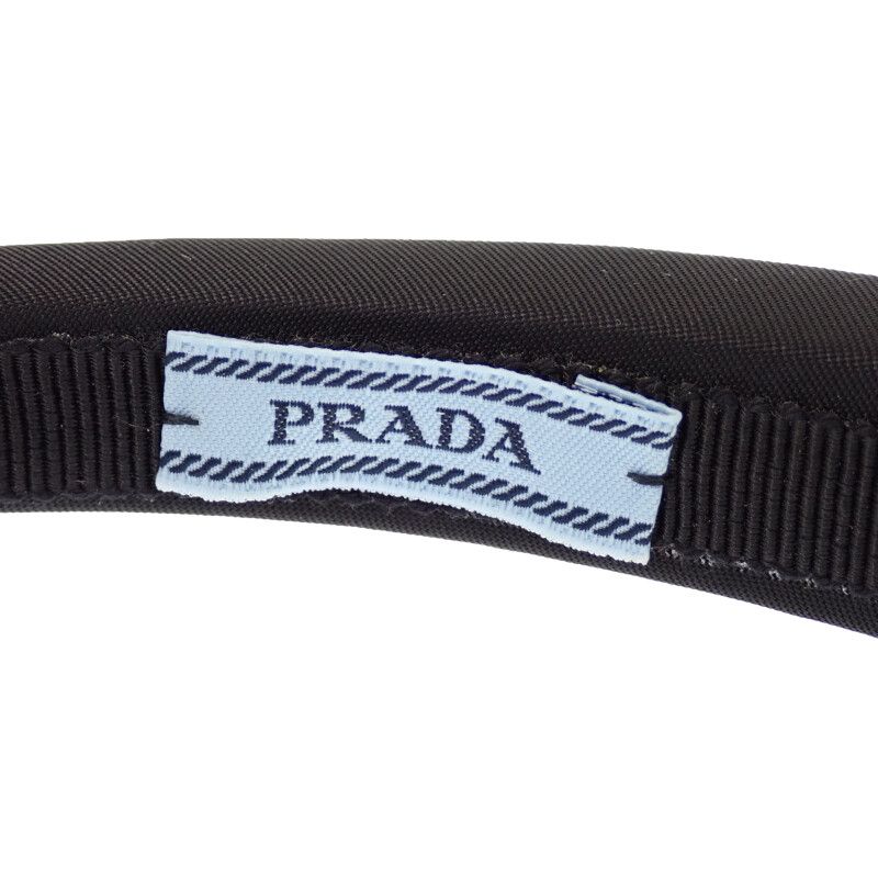 Prada Headband Hair Nylon Black Silver