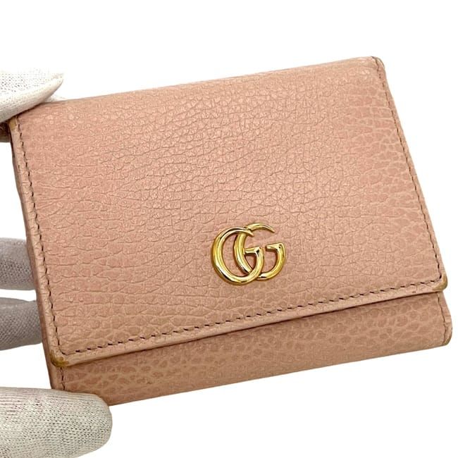 Gucci Trifold Wallet Pink Beige GG Marmont — view 9