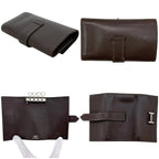 Hermes 4 Row Key Case Brown Dark Bearn Leather Holder — view 2
