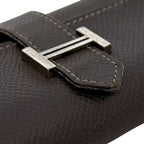 Hermes 4 Row Key Case Brown Dark Bearn Leather Holder — view 7