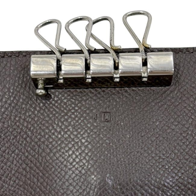 Hermes 4 Row Key Case Brown Dark Bearn Leather Holder — view 3