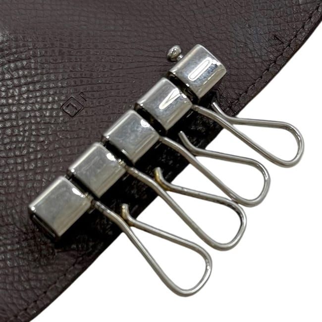 Hermes 4 Row Key Case Brown Dark Bearn Leather Holder — view 4