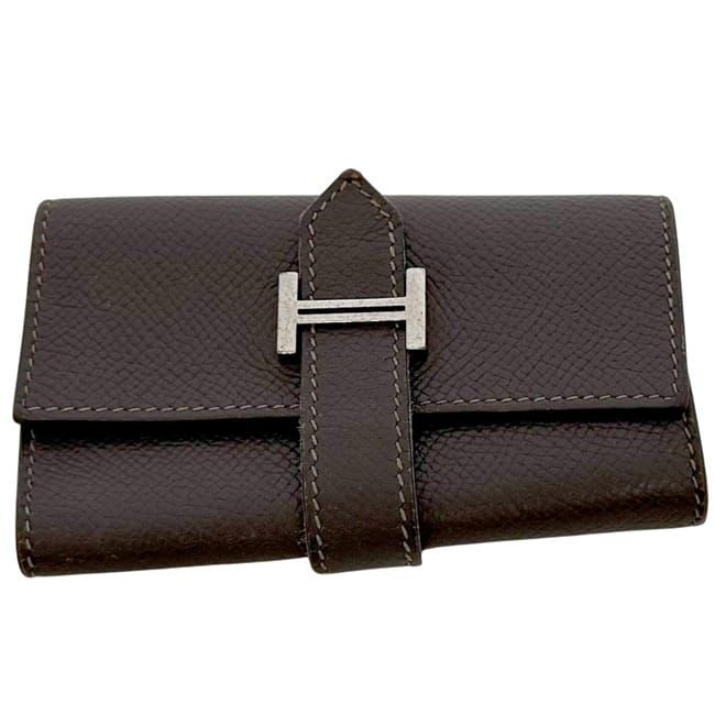 Hermes 4 Row Key Case Brown Dark Bearn Leather Holder — view 8