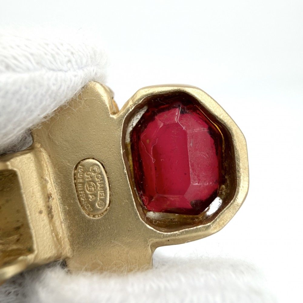Chanel Earrings Gripoix CC Logo Vintage Coco Stone — view 7