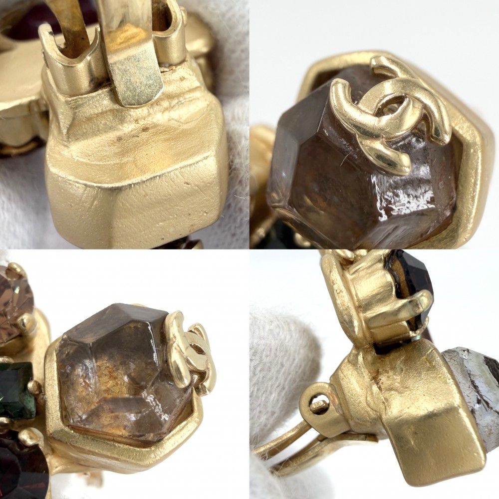 Chanel Earrings Gripoix CC Logo Vintage Coco Stone — view 6