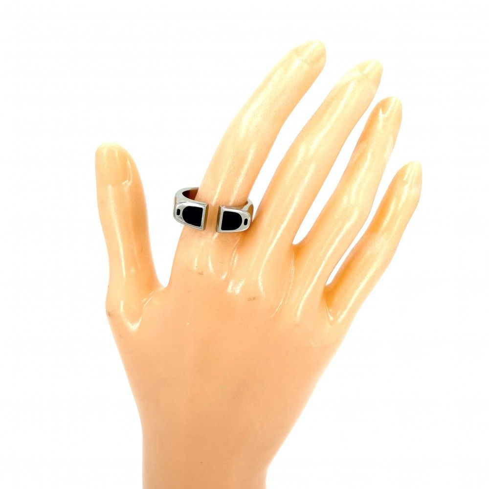 Hermes Ring Etrier Small Items 58 Silver X Navy — view 2