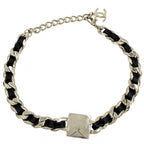 Chanel Choker CC Logo Chain Necklace with Adjuster Star Gold X Black — view 2
