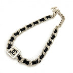Chanel Choker CC Logo Chain Necklace with Adjuster Star Gold X Black — view 5