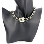 Chanel Choker CC Logo Chain Necklace with Adjuster Star Gold X Black — view 3