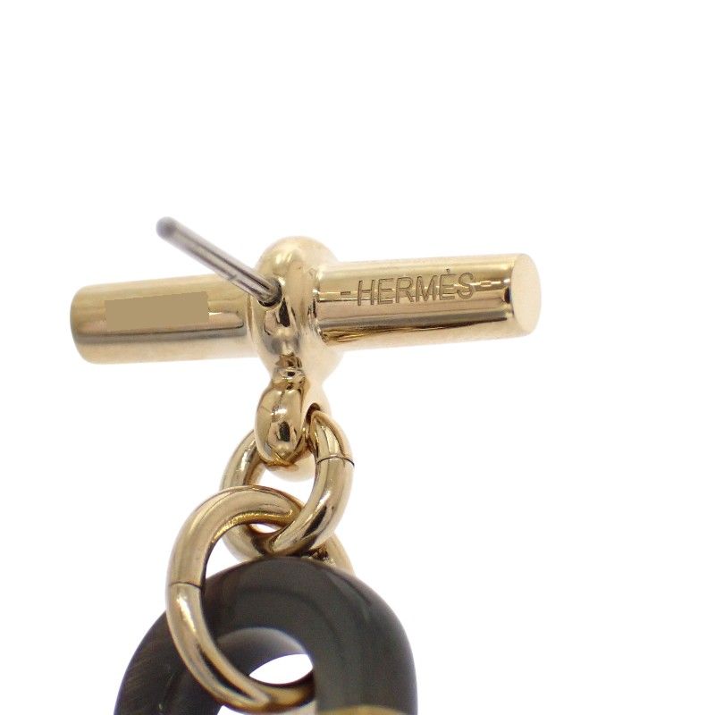 Hermes Sur Mer PM Earrings Metal Buffalo Horn Brown Gold — view 6