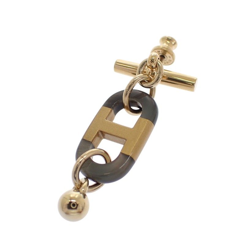 Hermes Sur Mer PM Earrings Metal Buffalo Horn Brown Gold