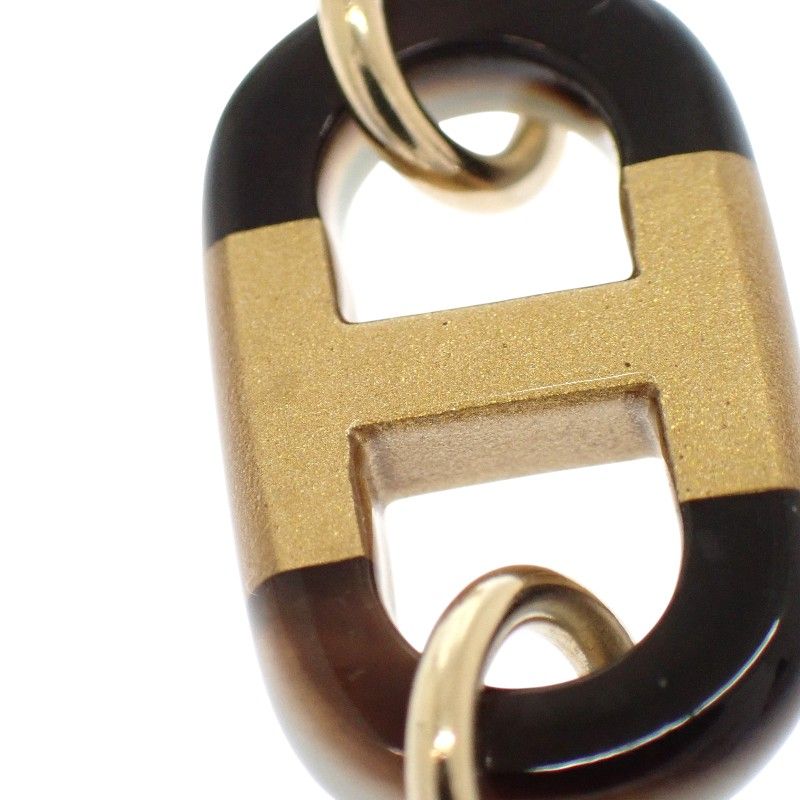 Hermes Sur Mer PM Earrings Metal Buffalo Horn Brown Gold — view 9