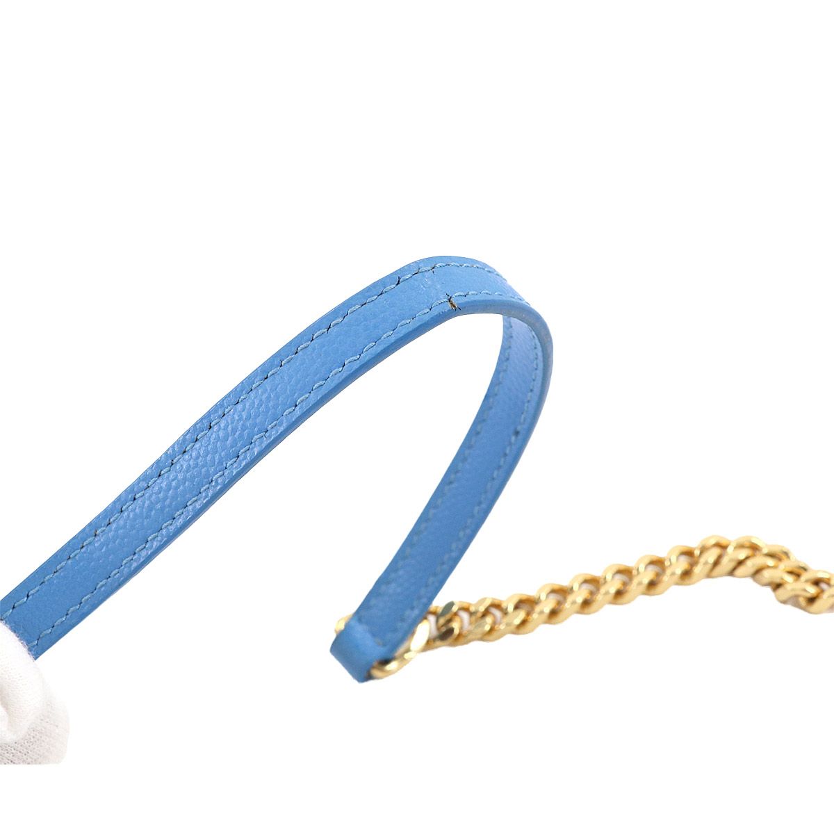 Saint Laurent Cassandra Envelope Chain Wallet Leather Blue — view 9