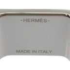 Hermes Bolduc Scarf Ring Metal Leather Silver Brown — view 8
