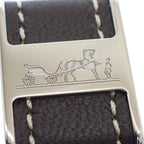 Hermes Bolduc Scarf Ring Metal Leather Silver Brown — view 7