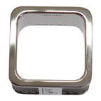 Hermes Bolduc Scarf Ring Metal Leather Silver Brown — view 6