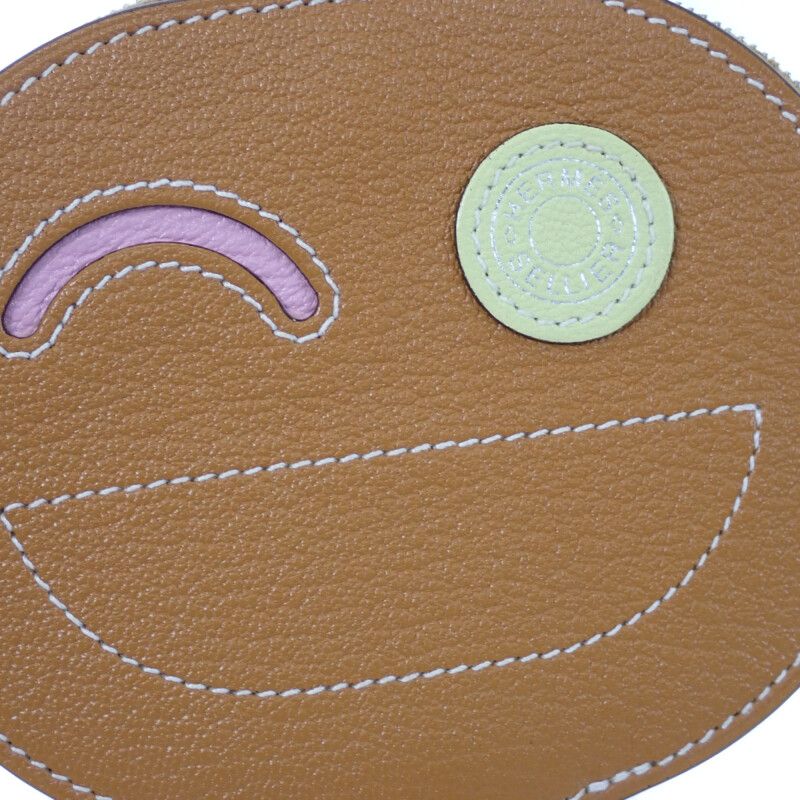 Hermes in the Loop Wink Coin Case Leather Caramel Mauve Brown — view 3