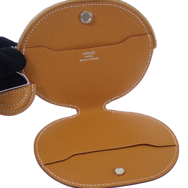 Hermes in the Loop Wink Coin Case Leather Caramel Mauve Brown — view 7