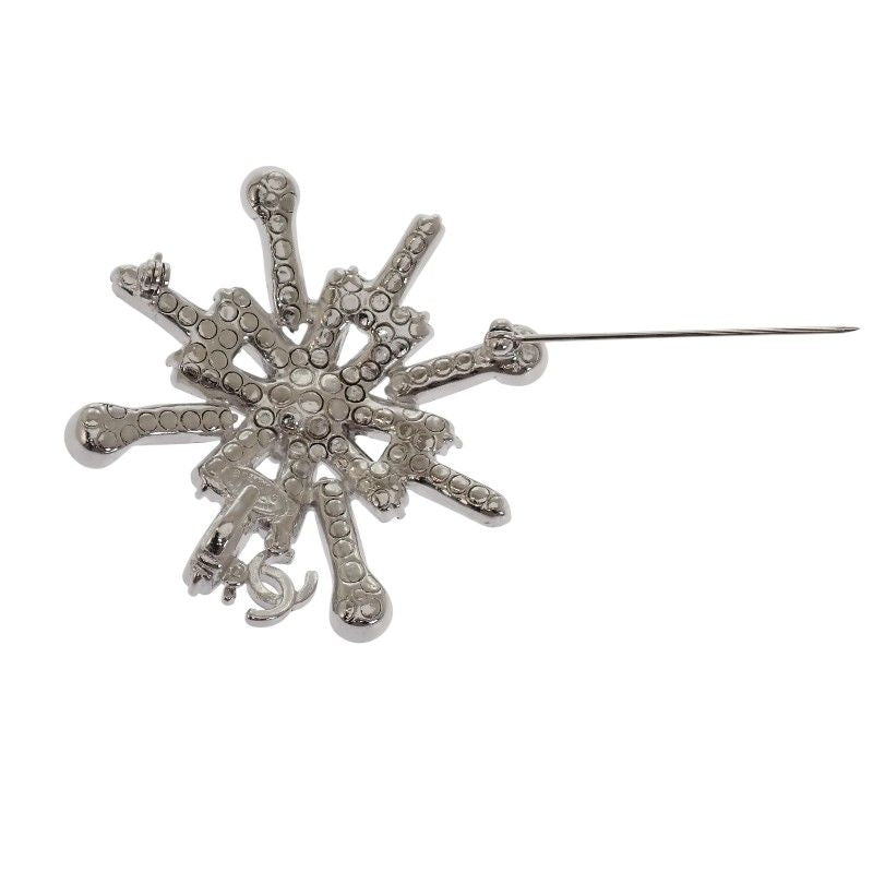 Chanel Snow Star Brooch Metal Silver