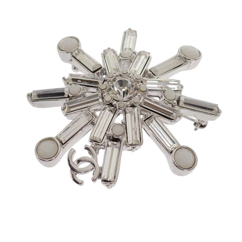 Chanel Snow Star Brooch Metal Silver