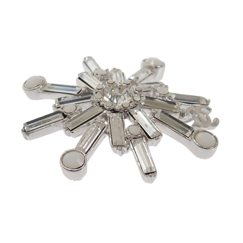 Chanel Snow Star Brooch Metal Silver