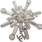 Chanel Snow Star Brooch Metal Silver