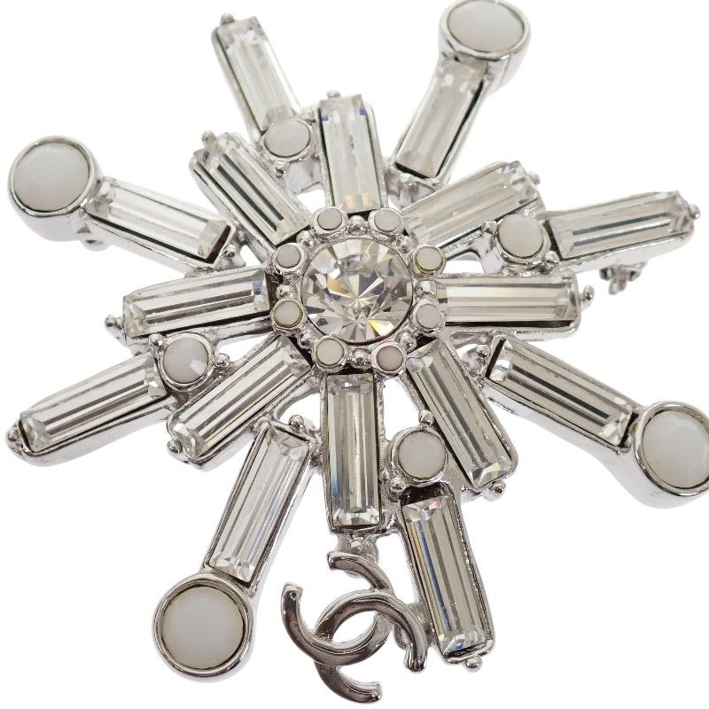 Chanel Snow Star Brooch Metal Silver