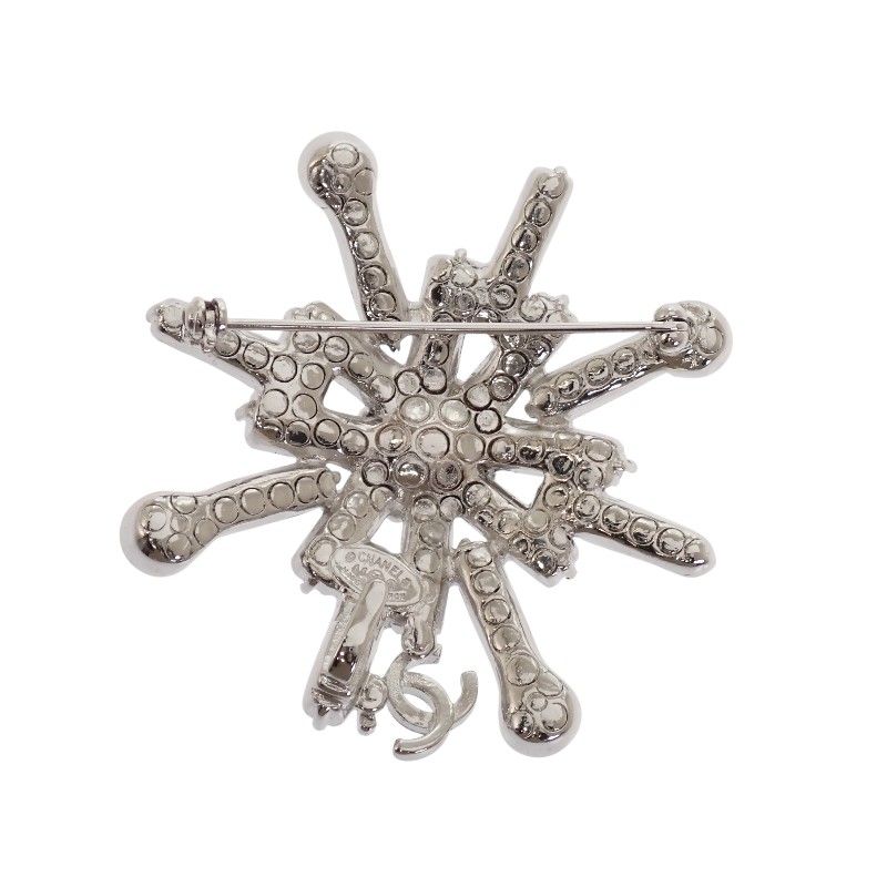 Chanel Snow Star Brooch Metal Silver