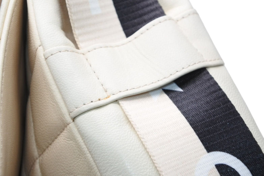 Chanel Choco Bar Shoulder Bag CC Logo Lambskin Quilted Ivory Gold — view 3