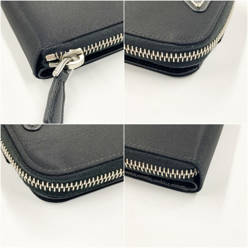 Prada Tessuto Nylon Zip Around Compact Wallet Black — view 5