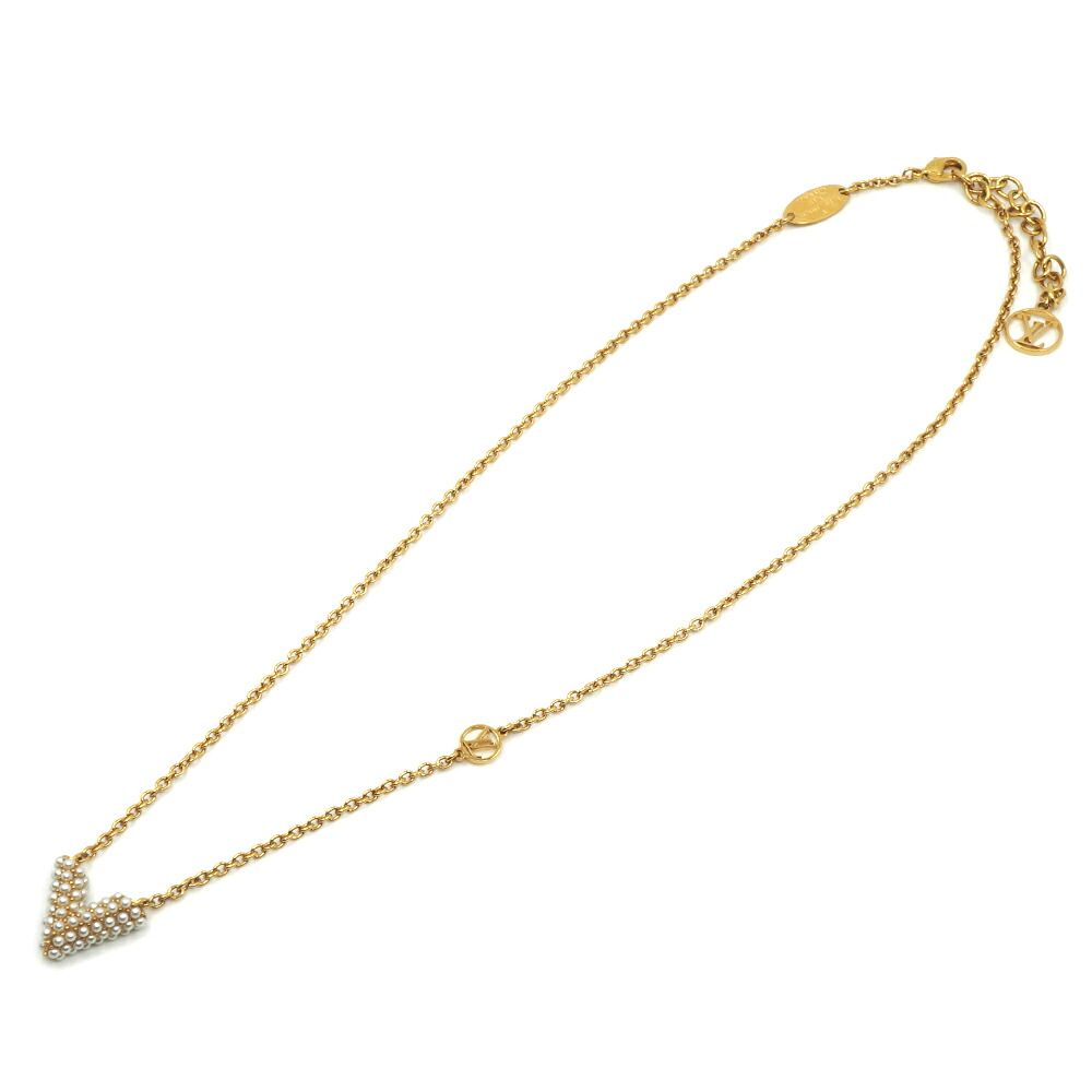Louis Vuitton Mark Collier Essential Lou Metal Pearl Gold Necklace — view 3