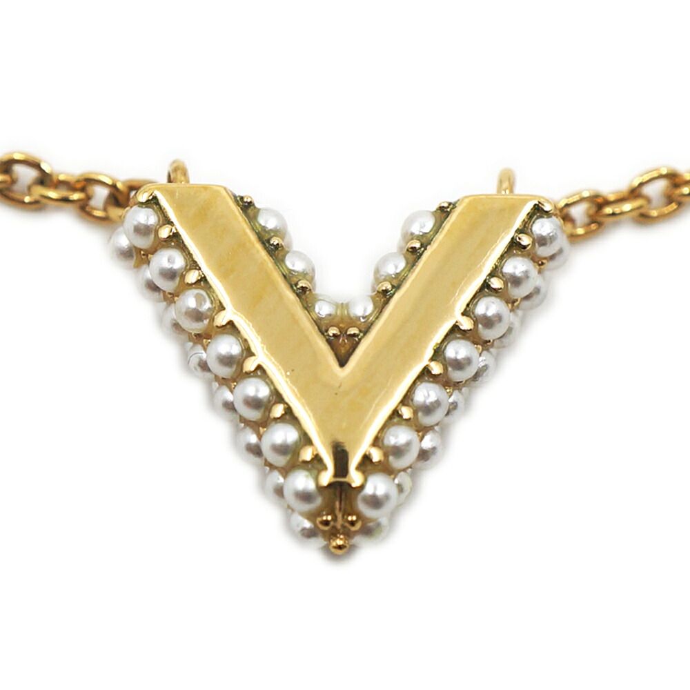 Louis Vuitton Mark Collier Essential Lou Metal Pearl Gold Necklace — view 2